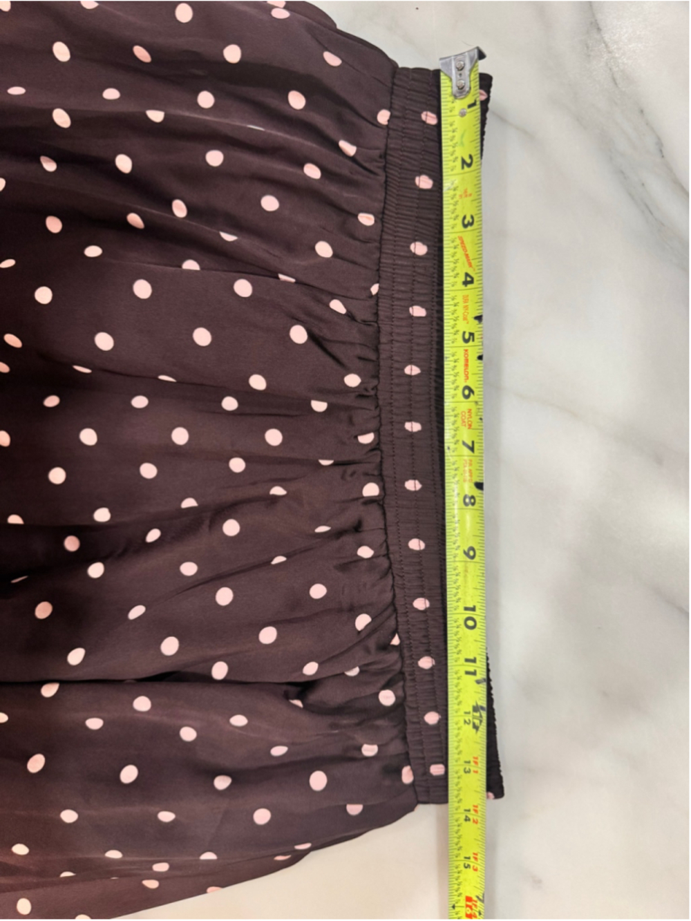 Commense Brown Polka Dot Midi Skirt Top Set Size M 90s Minimalist Elevated - Picture 10 of 11